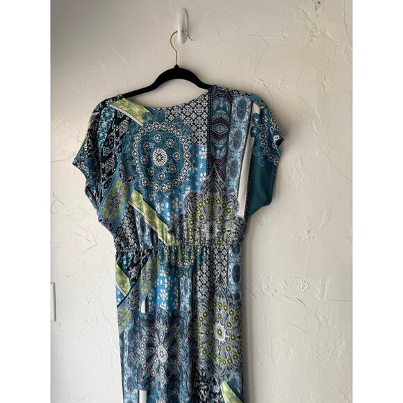 Christopher & Banks Y2K Size Medium Blue Artsy Hippie Above Knee Dress - Picture 6 of 9